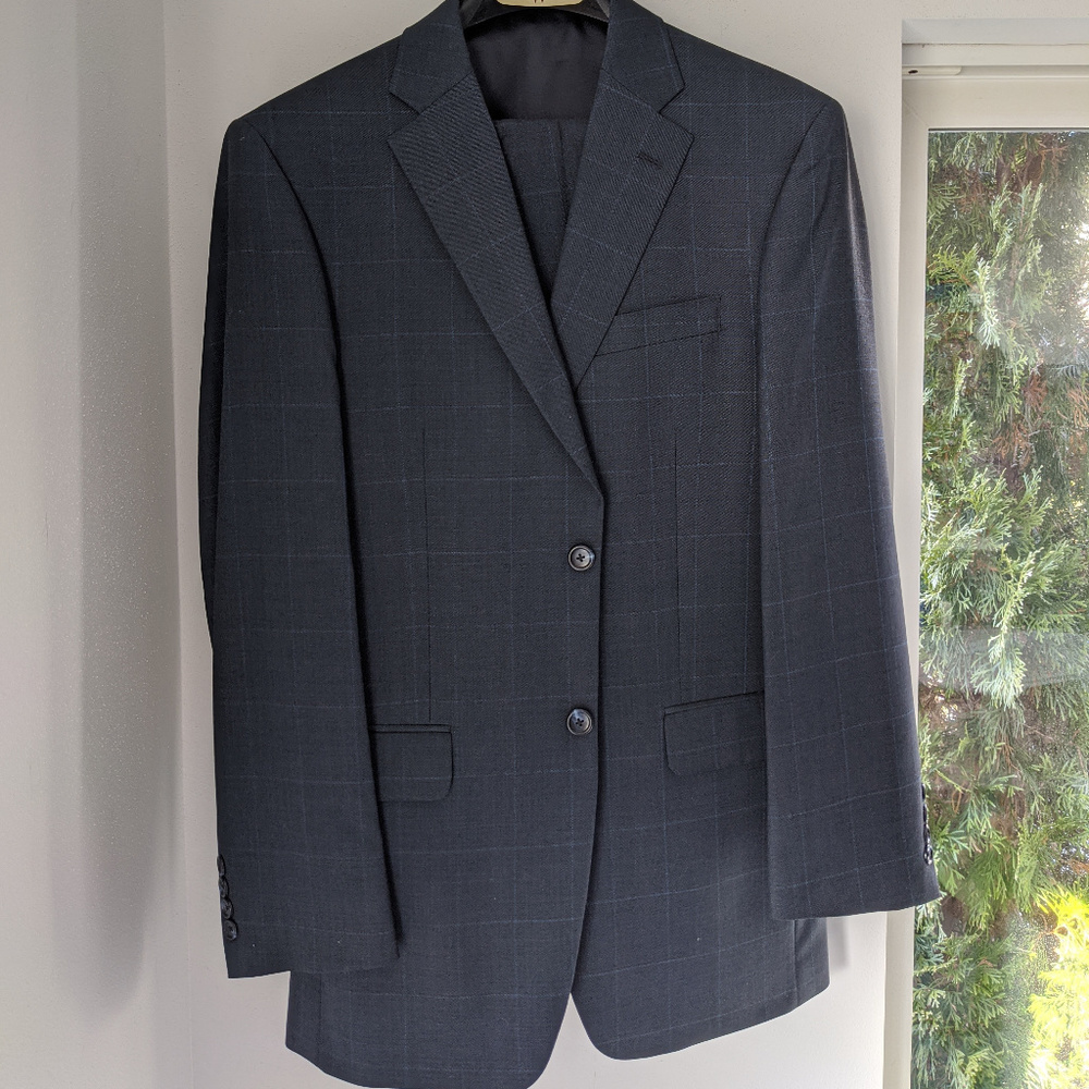 Men's 3-Piece Suit - Navy Checked - Jones New York